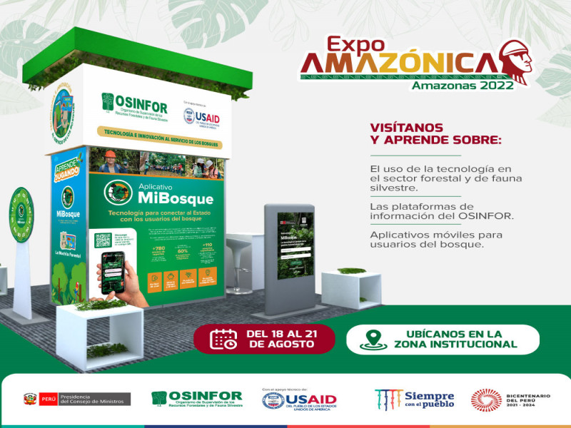 OSINFOR presentará aportes tecnológicos para el sector forestal en la ExpoAmazónica 2022