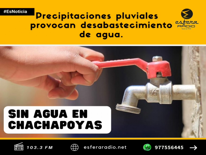 Precipitaciones pluviales provocan desabastecimiento de agua.