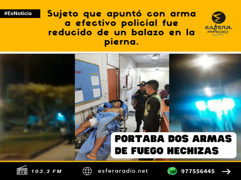 Joven que apuntó con arma a efectivo policial fue reducido de un balazo en la pierna.
