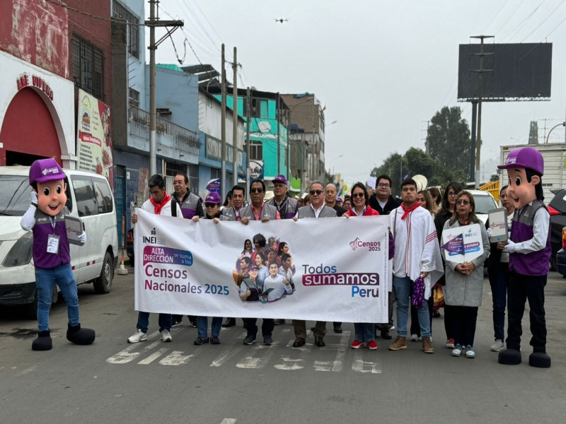 INEI: “Todos sumamos Perú”: multitudinario pasacalle dio inicio a la cuenta regresiva de los Censos Nacionales 2025